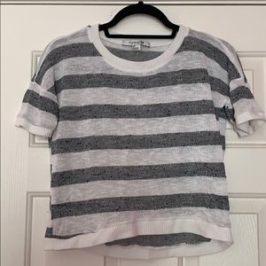 Grey and White Striped Boxy Tee